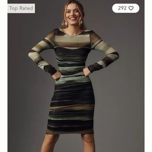 Anthropologie Ruched Mesh Dress